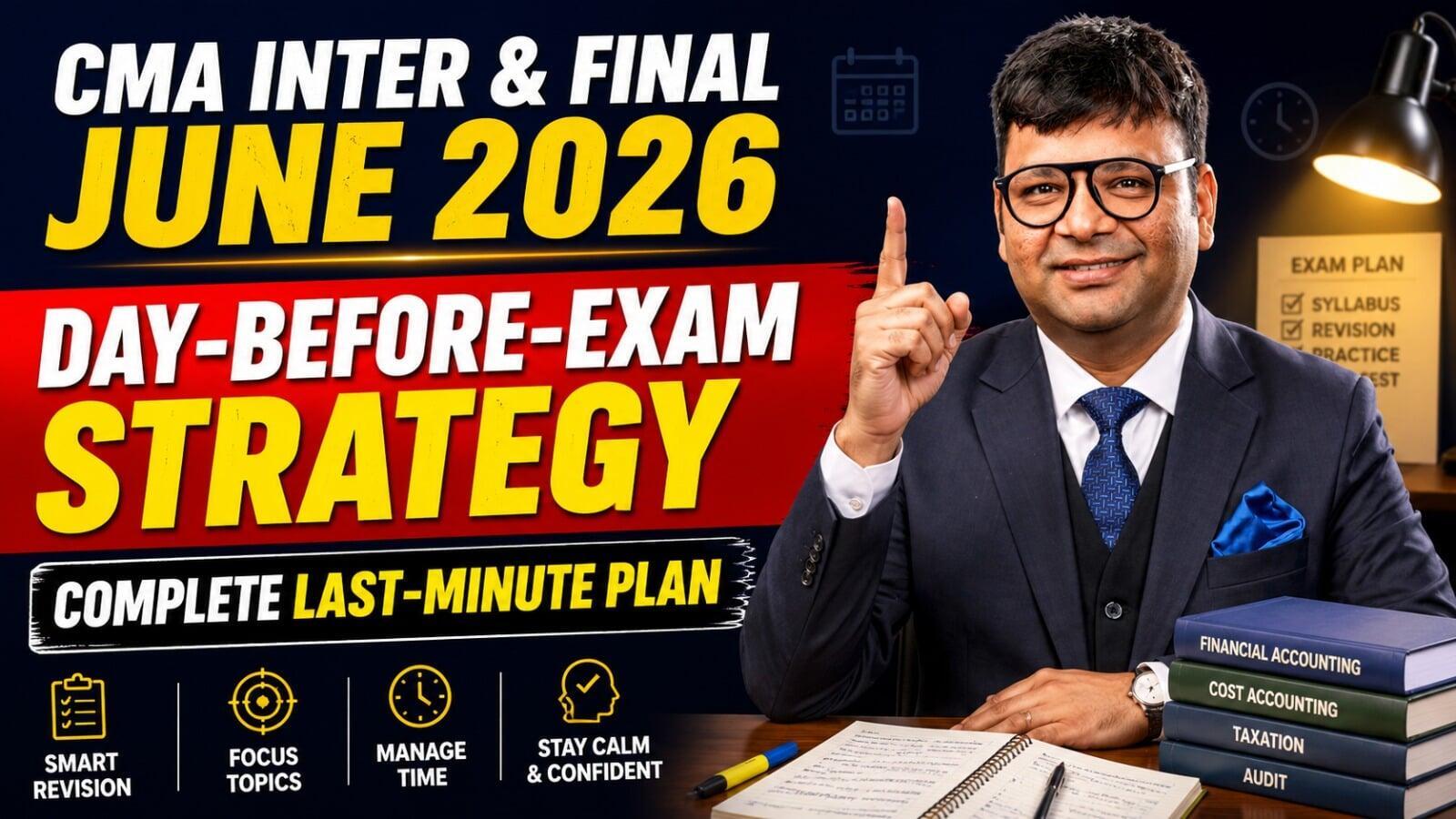 Day-Before Strategy for CMA Inter & Final June 2026 Exams | Complete Last-Minute Plan
